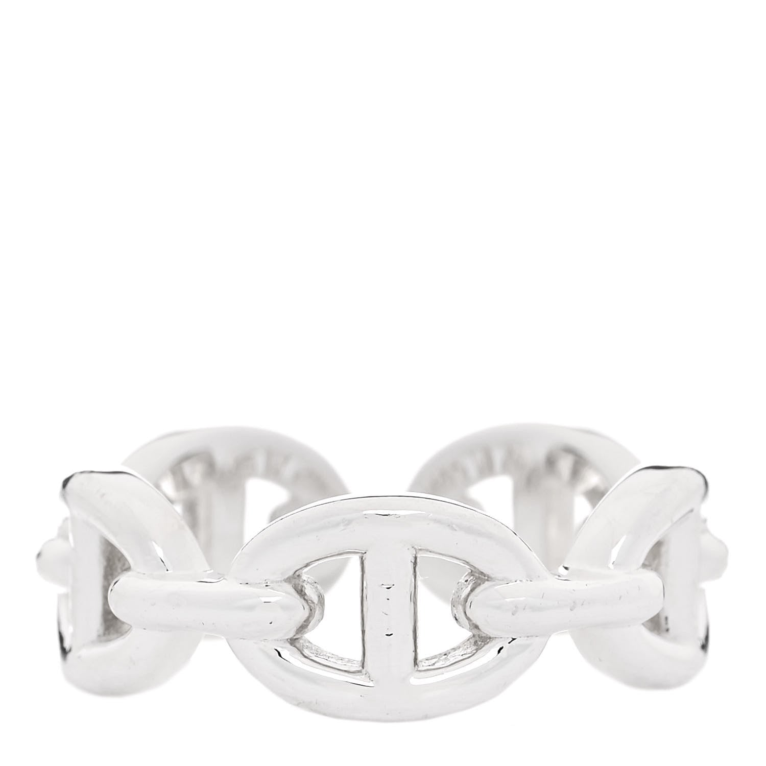 Hermes Sterling Silver PM Chaine d'Ancre Enchainee Band Ring 52 6 1 of 8