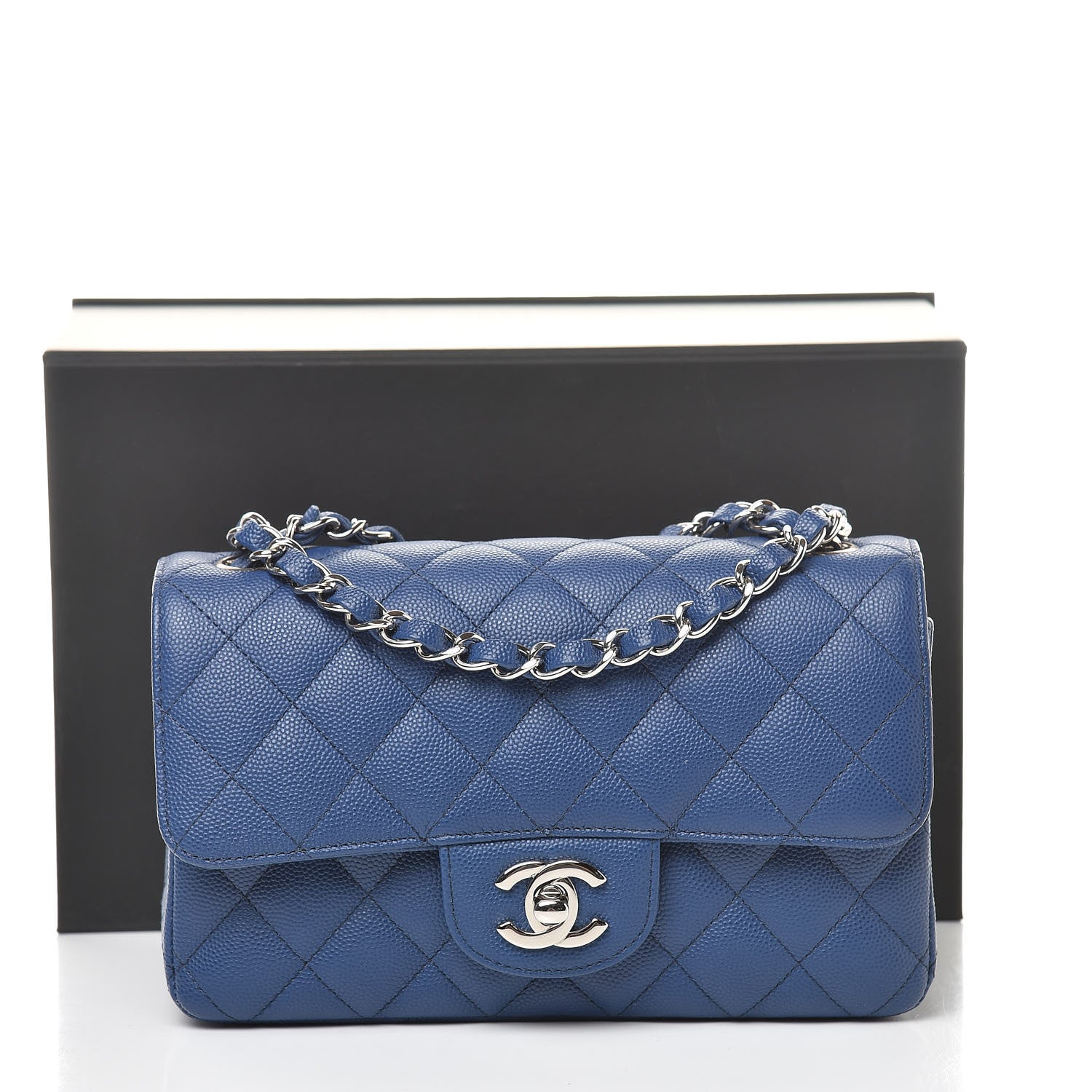 Chanel Caviar Quilted Mini Rectangular Flap Blue 11 of 11