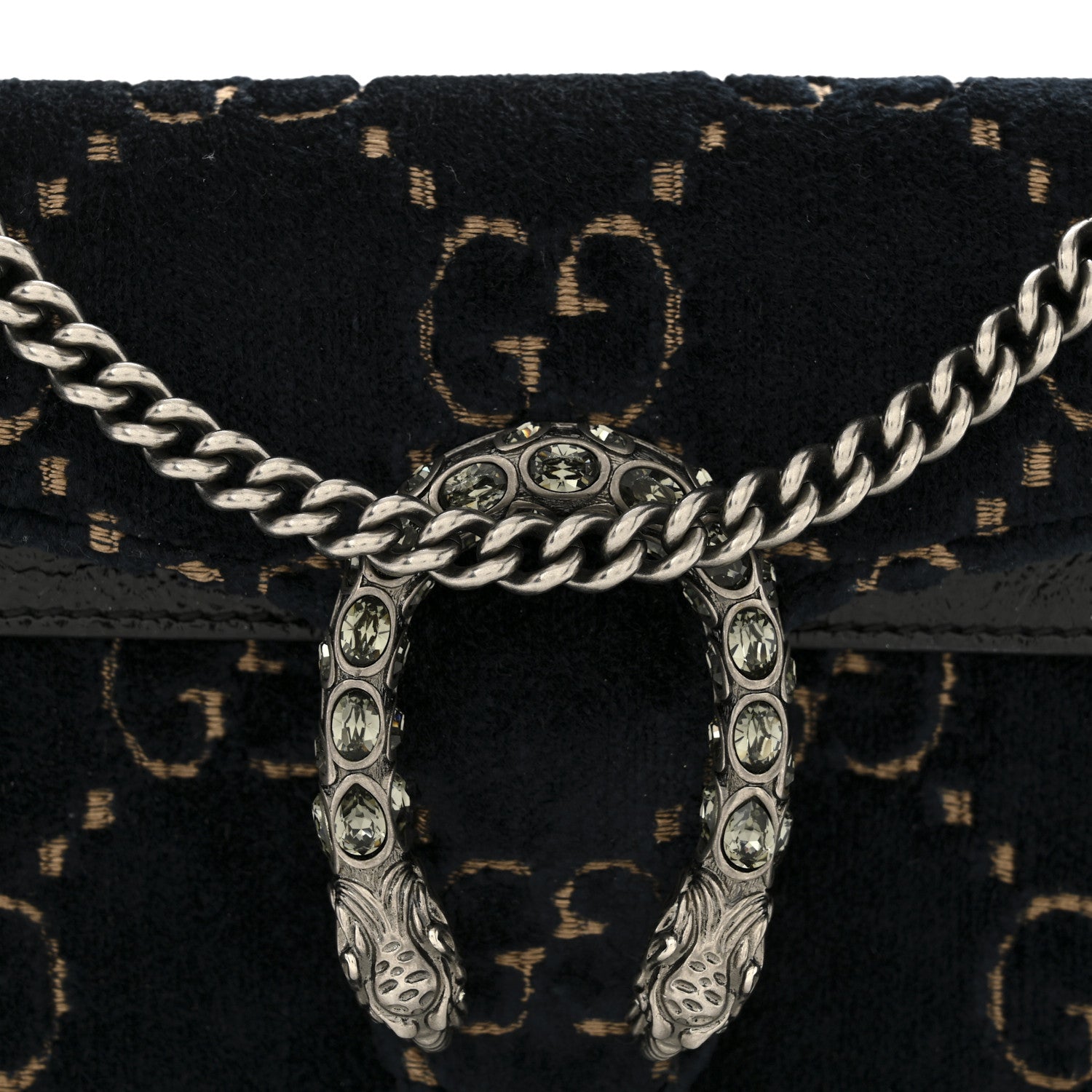 Gucci Velvet GG Monogram Super Mini Dionysus Shoulder Bag Blue Beige Black 7 of 9