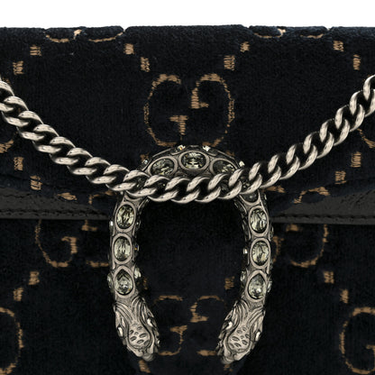 Gucci Velvet GG Monogram Super Mini Dionysus Shoulder Bag Blue Beige Black 7 of 9