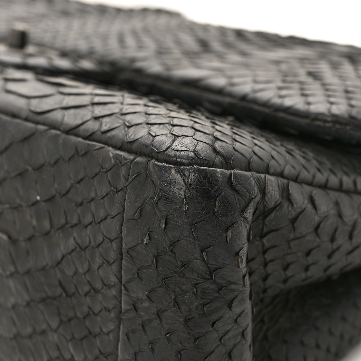 Snakeskin Jumbo Double Flap So Black