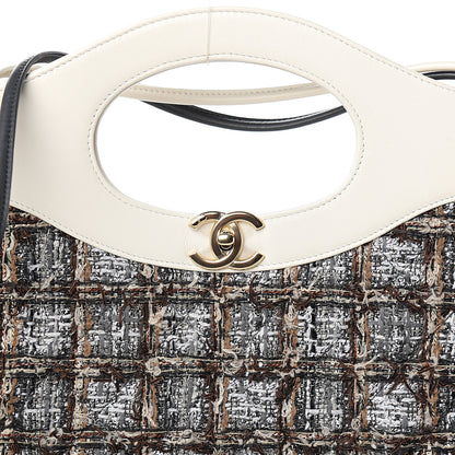 Chanel Tweed Calfskin Quilted Large 31 Shopping Bag White Multicolor 9 of 9