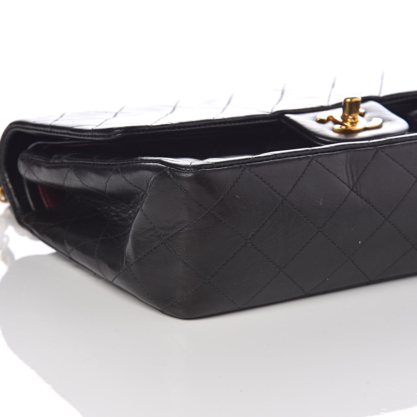 Lambskin Quilted Medium Double Flap Black
