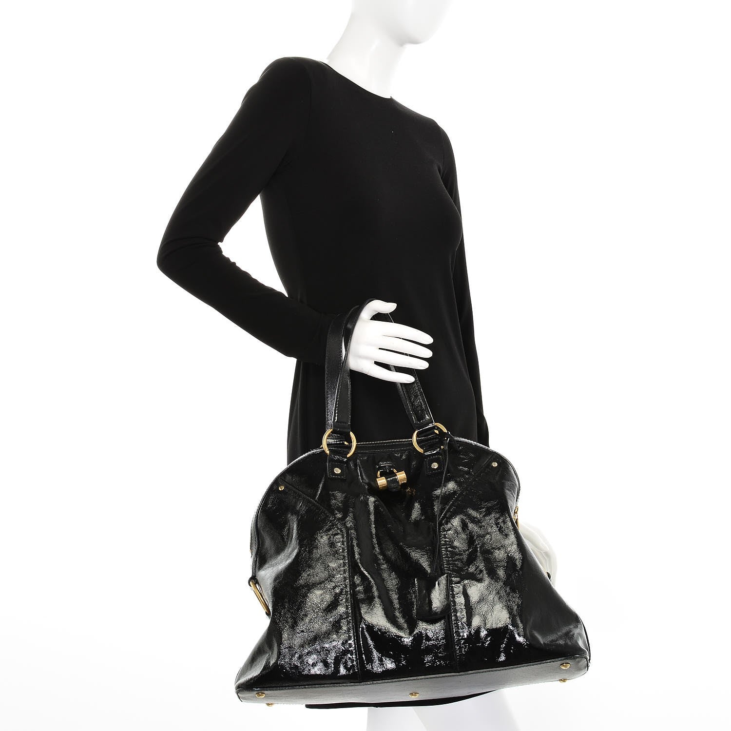 Saint Laurent Patent Calfskin Oversized Muse Black 2 of 12
