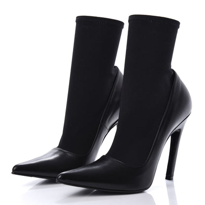 Balenciaga Calfskin Jersey Crepe Extreme Pointed Toe Knife Booties 36 Black 3 of 8