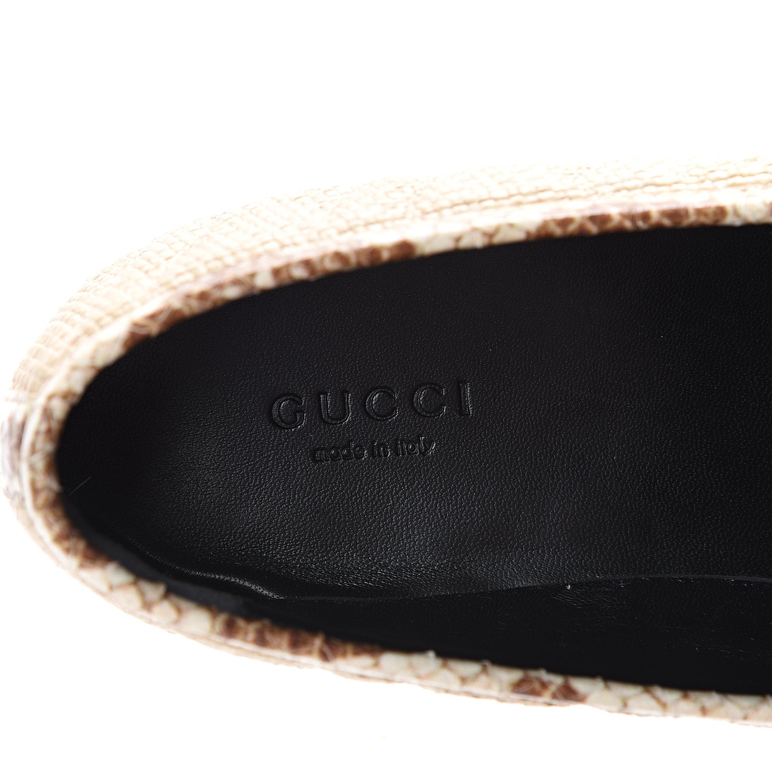 Gucci Raffia Elaphe Matelasse Horsebit Womens Jordaan Loafers 37 Natural Cream Brown 7 of 8