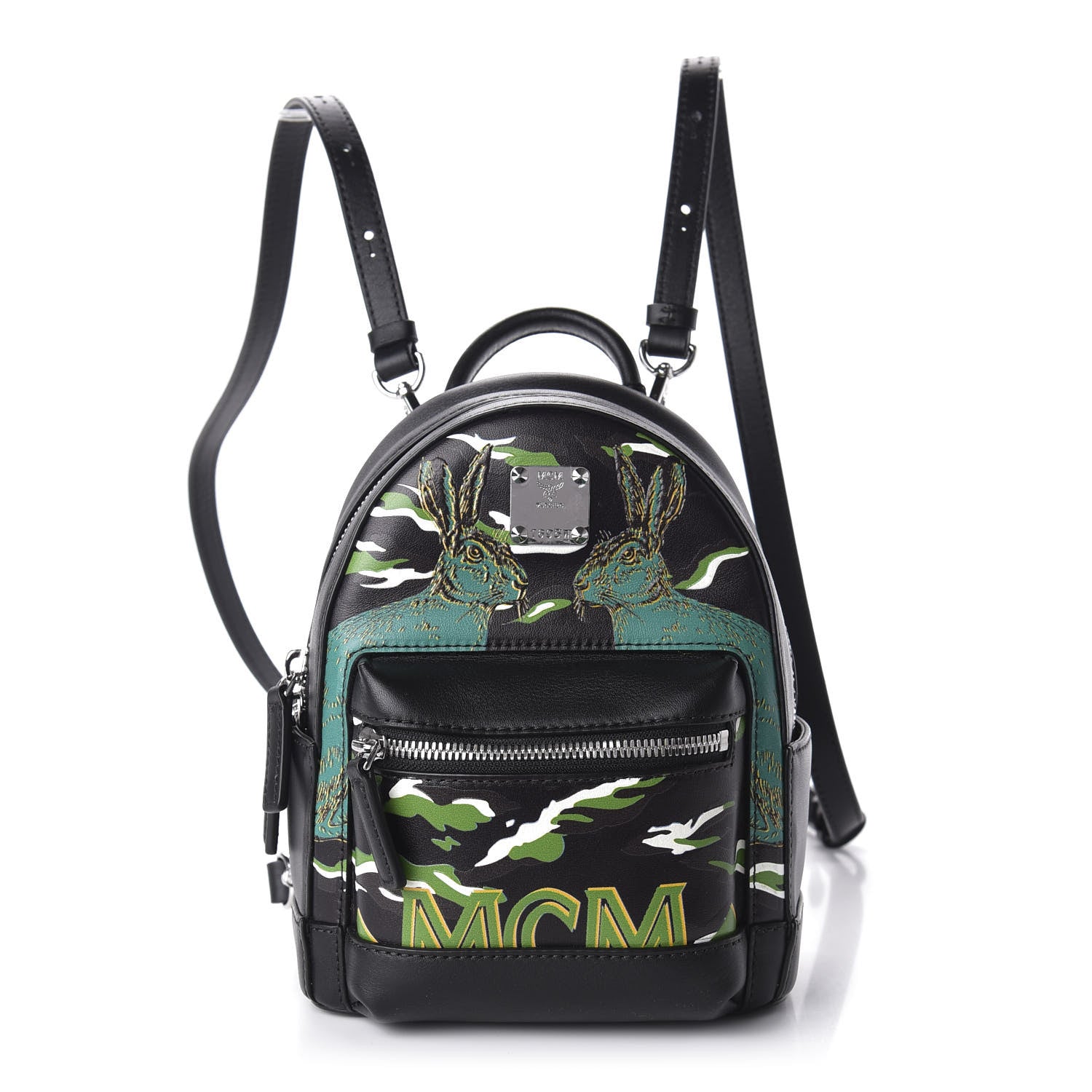 MCM Calfskin Pop Rabbit Mini Backpack Black 1 of 8