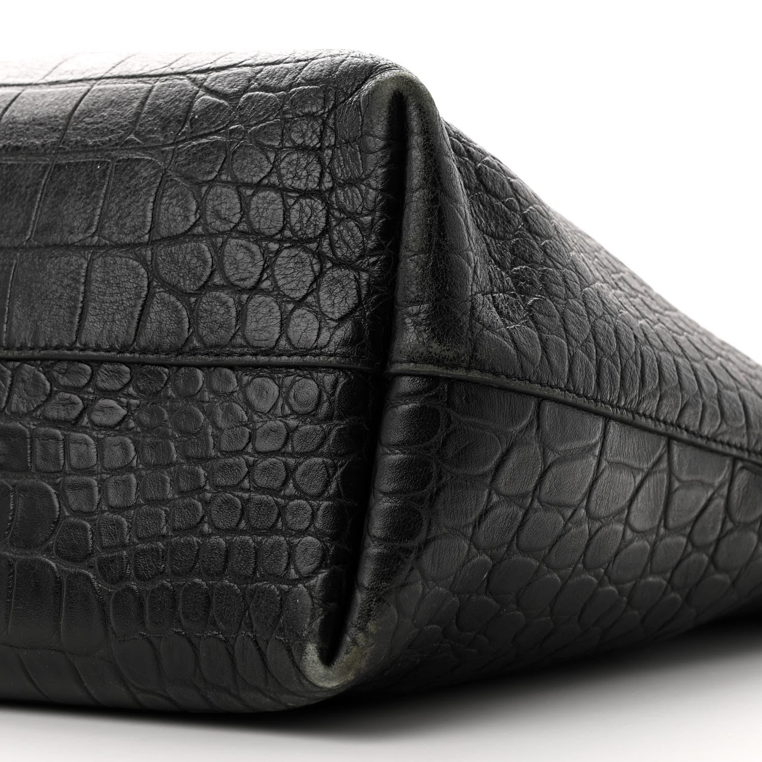 Saint Laurent Calfskin Crocodile Embossed Shopping Tote Black 12 of 14