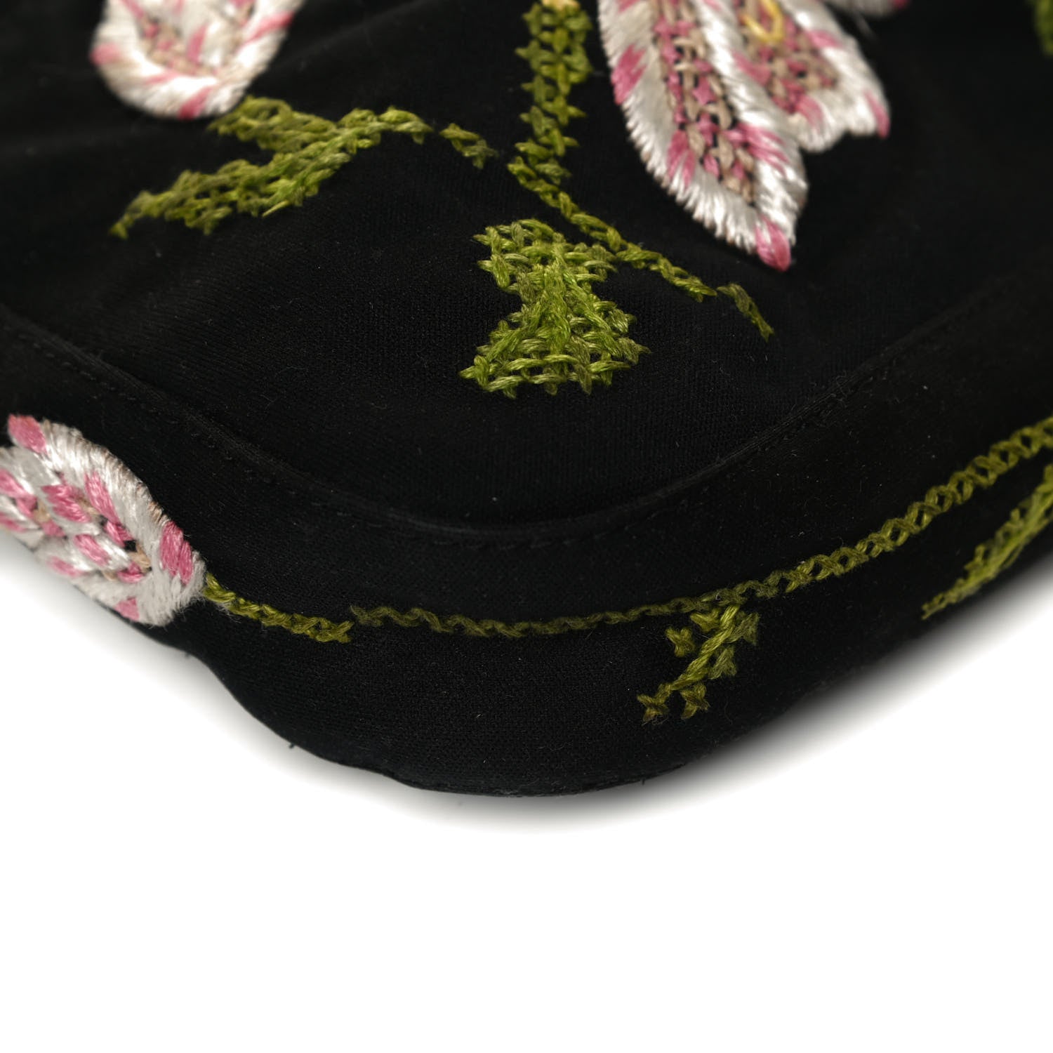 Fendi Canvas Lizard Embroidered Flower Baguette Black Multicolor 13 of 13