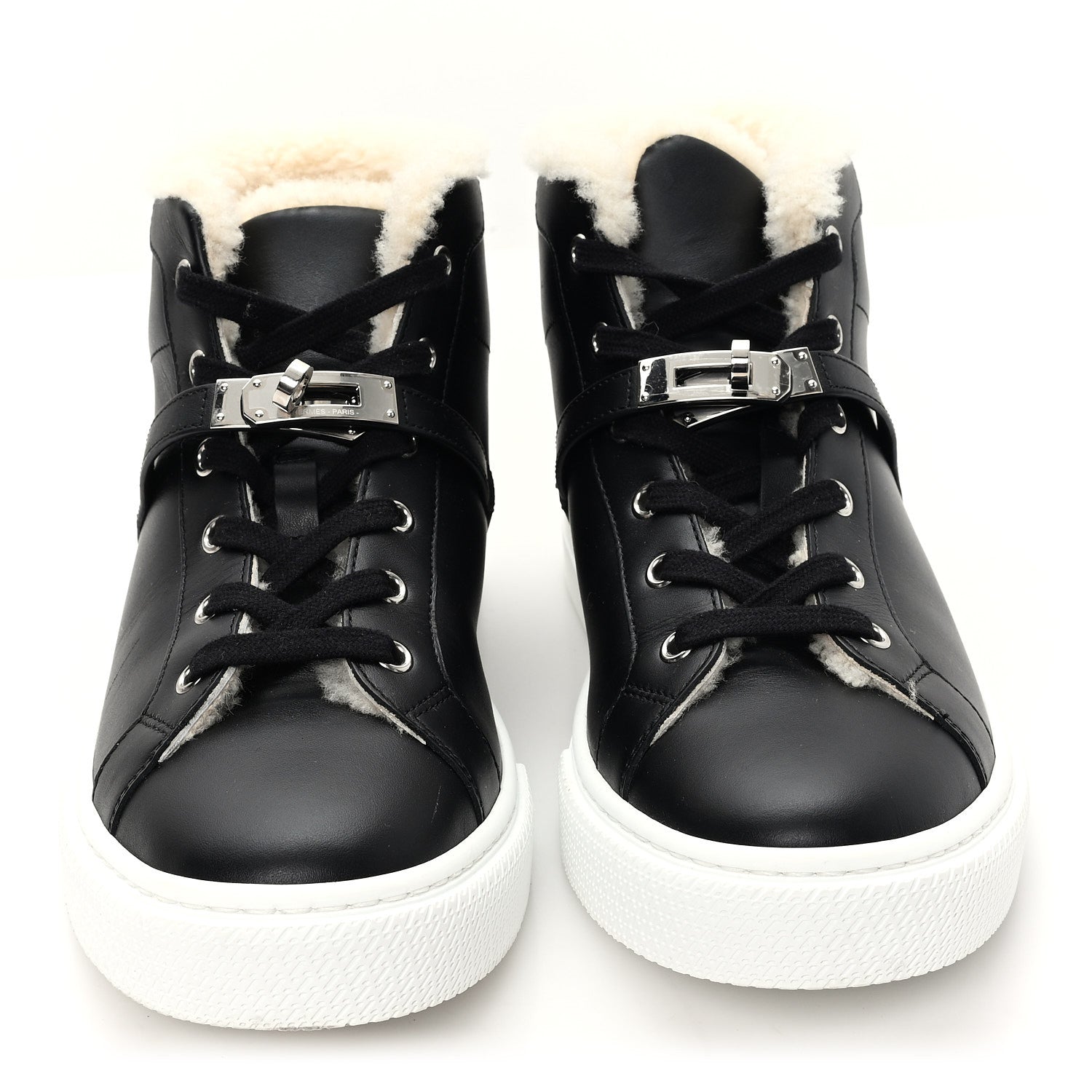 Hermes Calfskin Woolskin Daydream Sneakers 39 Black Ecru 3 of 8