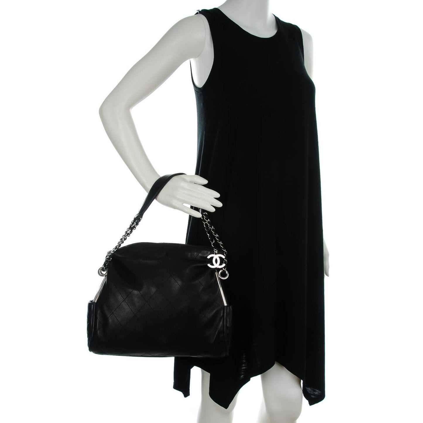 Lambskin Stitched Medium Ultimate Soft Tote Black