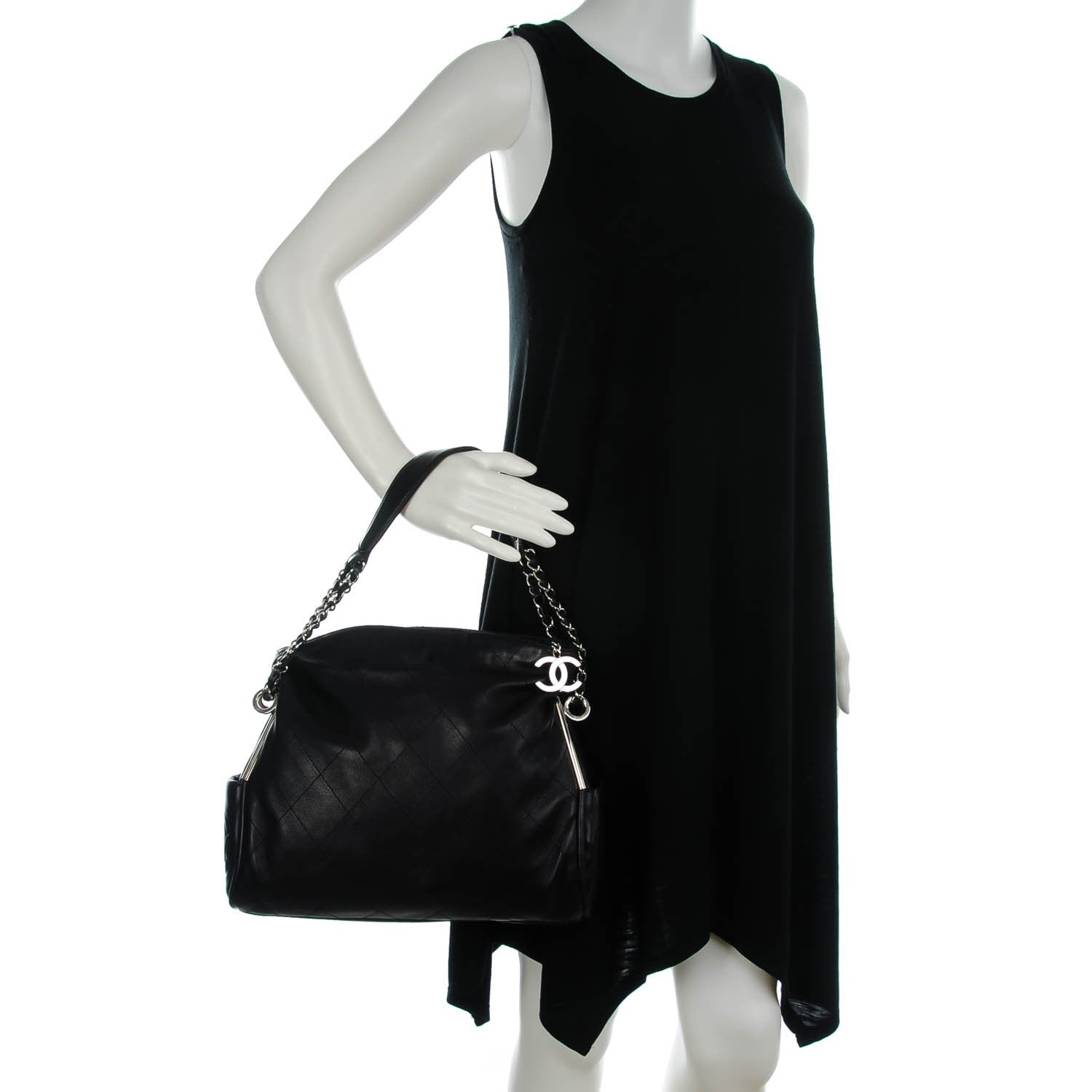 Chanel Lambskin Stitched Medium Ultimate Soft Tote Black 2 of 7