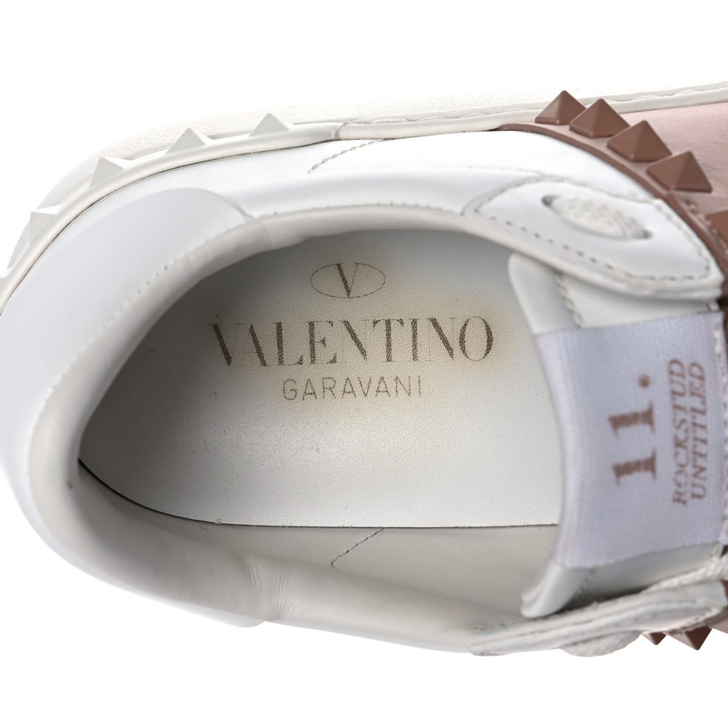 Calfskin Rockstud Untitled Open Sneakers 35 White Rose Cannelle