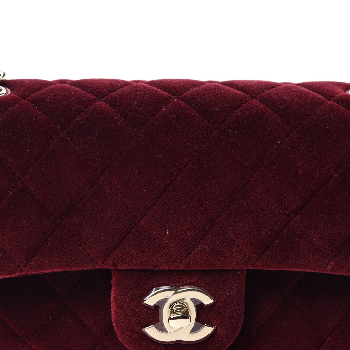 Velvet Quilted Mini Rectangular Pearl Crush Flap Burgundy