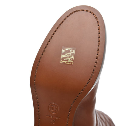 Chanel Calfskin CC Logo Mid Calf Boots 38 Caramel 17 of 20
