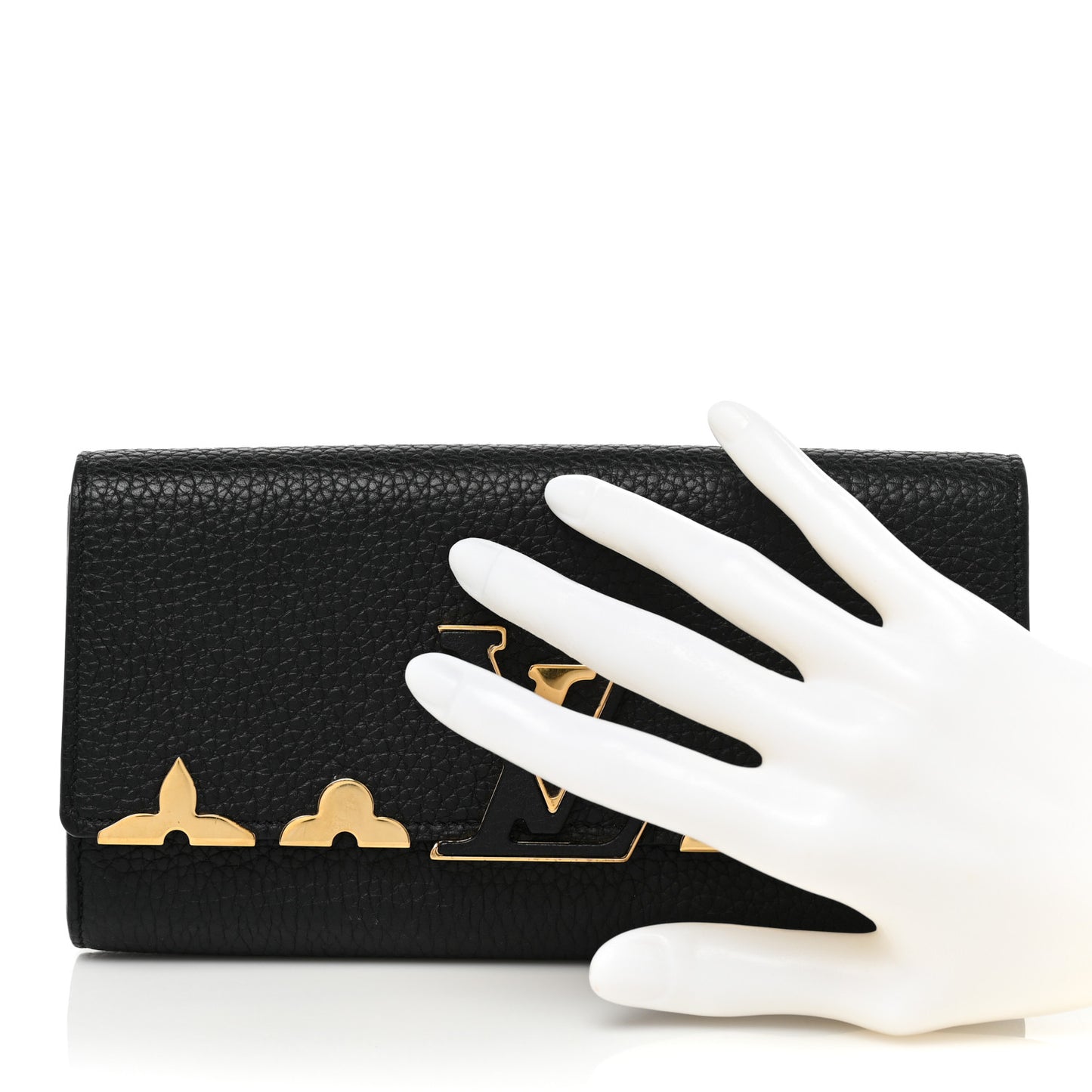 Taurillon Embellished Capucines Long Wallet Black