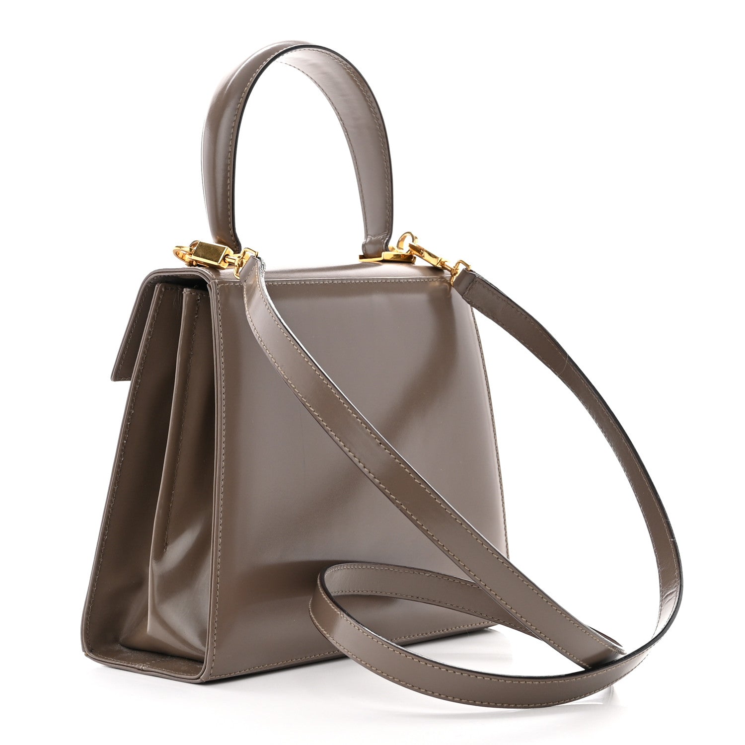 Salvatore Ferragamo Brushed Off Calfskin Small Iconic Top Handle Bag Grey 3 of 15