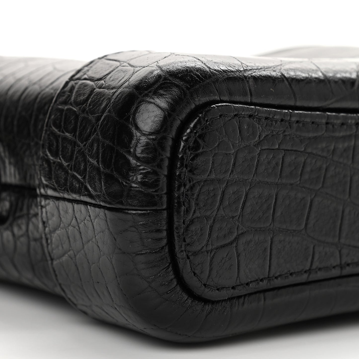 Calfskin Crocodile Embossed Small Gabrielle Cocodile Hobo Black