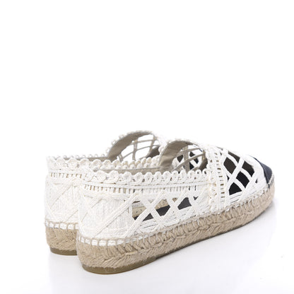 Chanel Woven Fabric Grosgrain CC Espadrilles 41 White Black 4 of 11