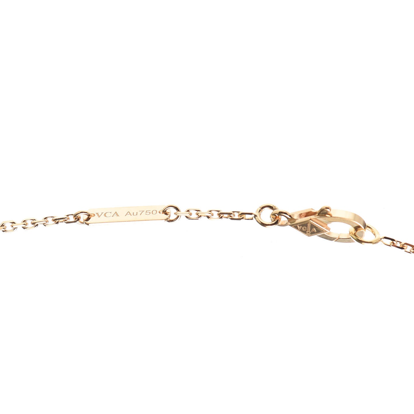 18K Yellow Gold Diamond Yellow Mother of Pearl Vintage Alhambra Pendant Necklace