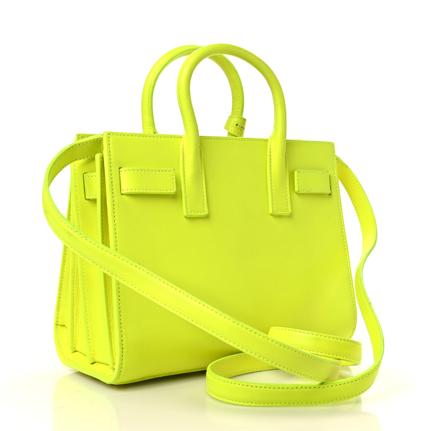 Saint Laurent Calfskin Nano Sac De Jour Neon Yellow 3 of 9