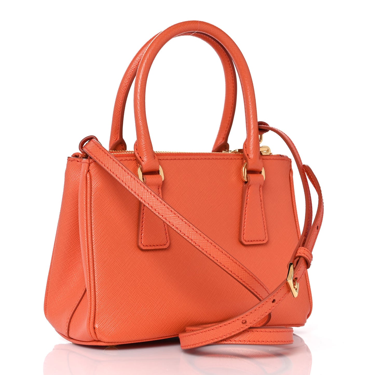 Saffiano Mini Galleria Double Zip Tote Papaya