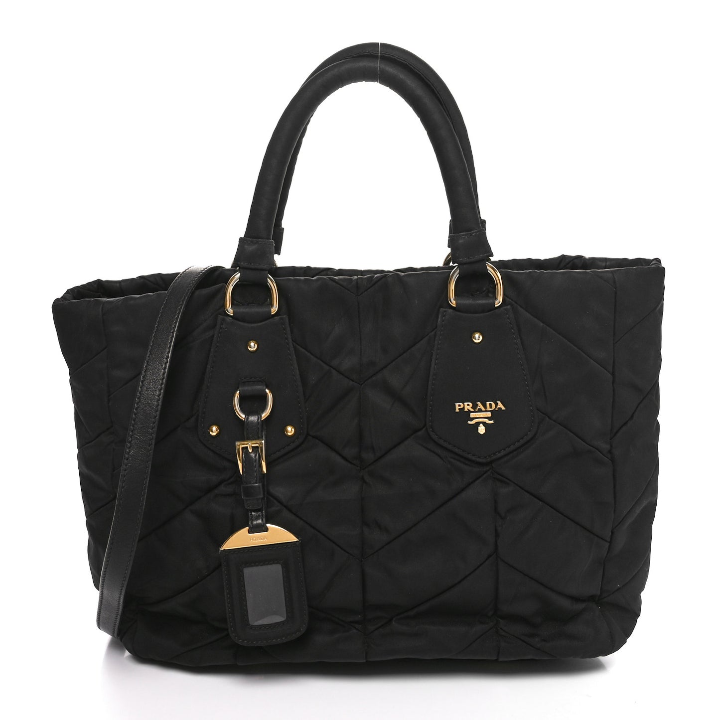 Tessuto Nylon Chevron Quilted Tote Black