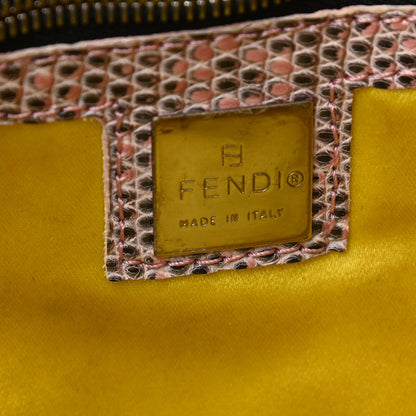 Fendi Lizard Embroidered Flower Baguette Pink Multicolor 6 of 12