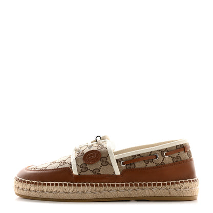Gucci GG Monogram Mens Espadrille Loafers 9 Beige Ebony Mystic White 1 of 9