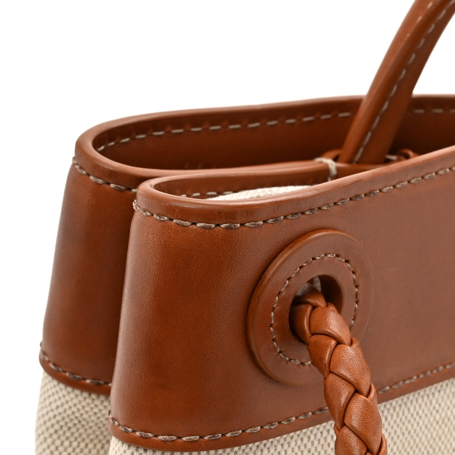 Washed Canvas Calfskin Small Andiamo Shoulder Bag Natural Light Wood