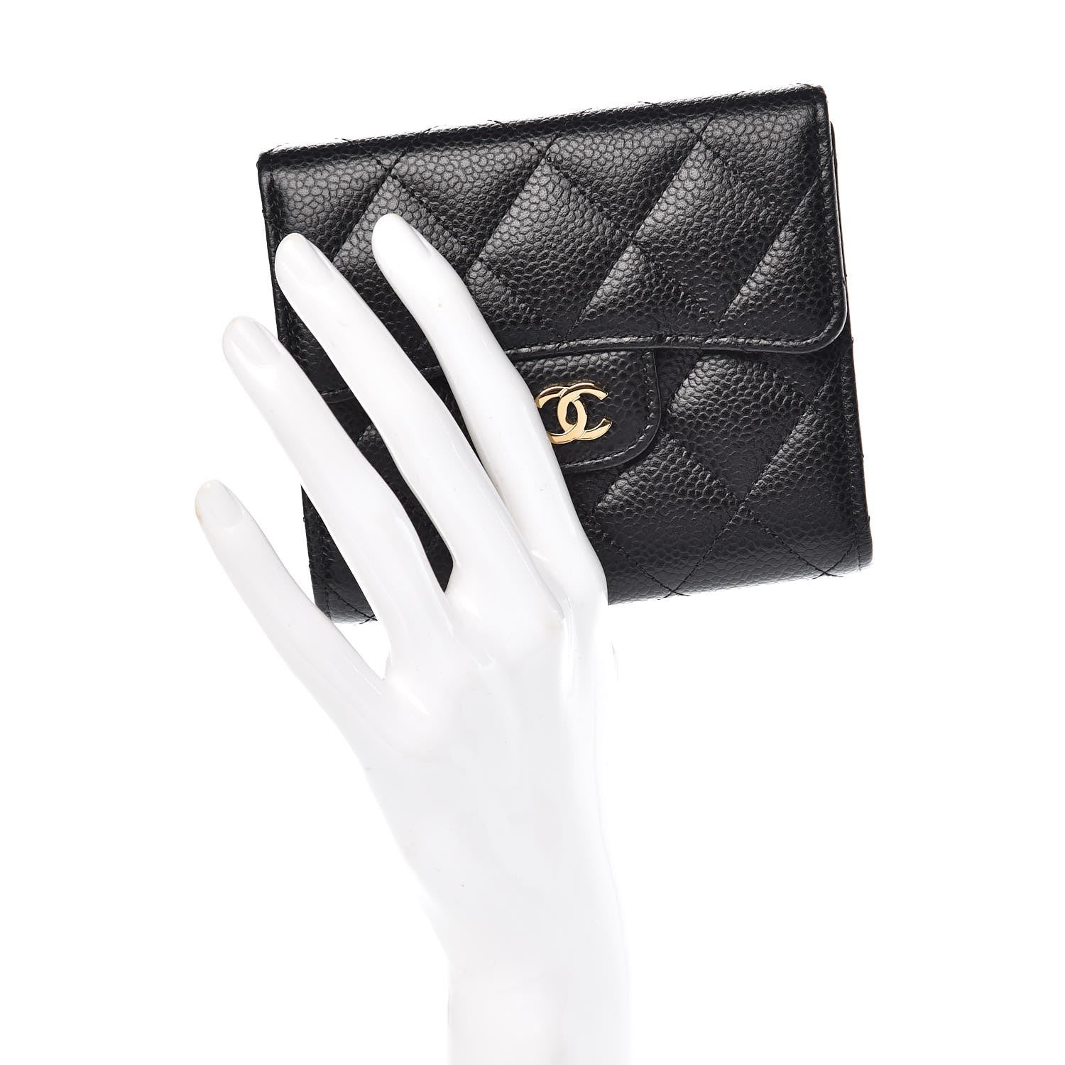 Chanel Caviar Quilted Compact Flap Wallet Black 2 of 9