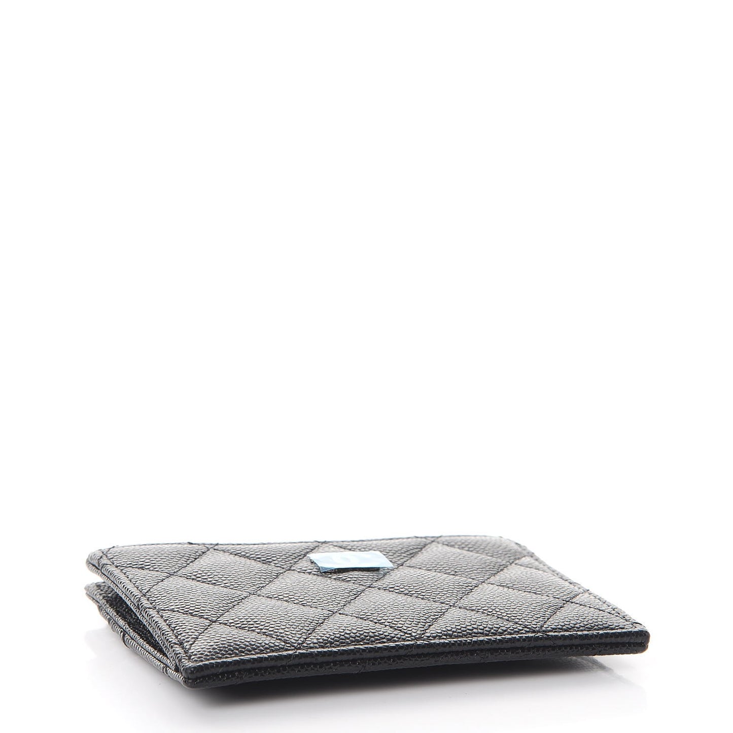 Caviar Quilted CC Zip Card Holder Black