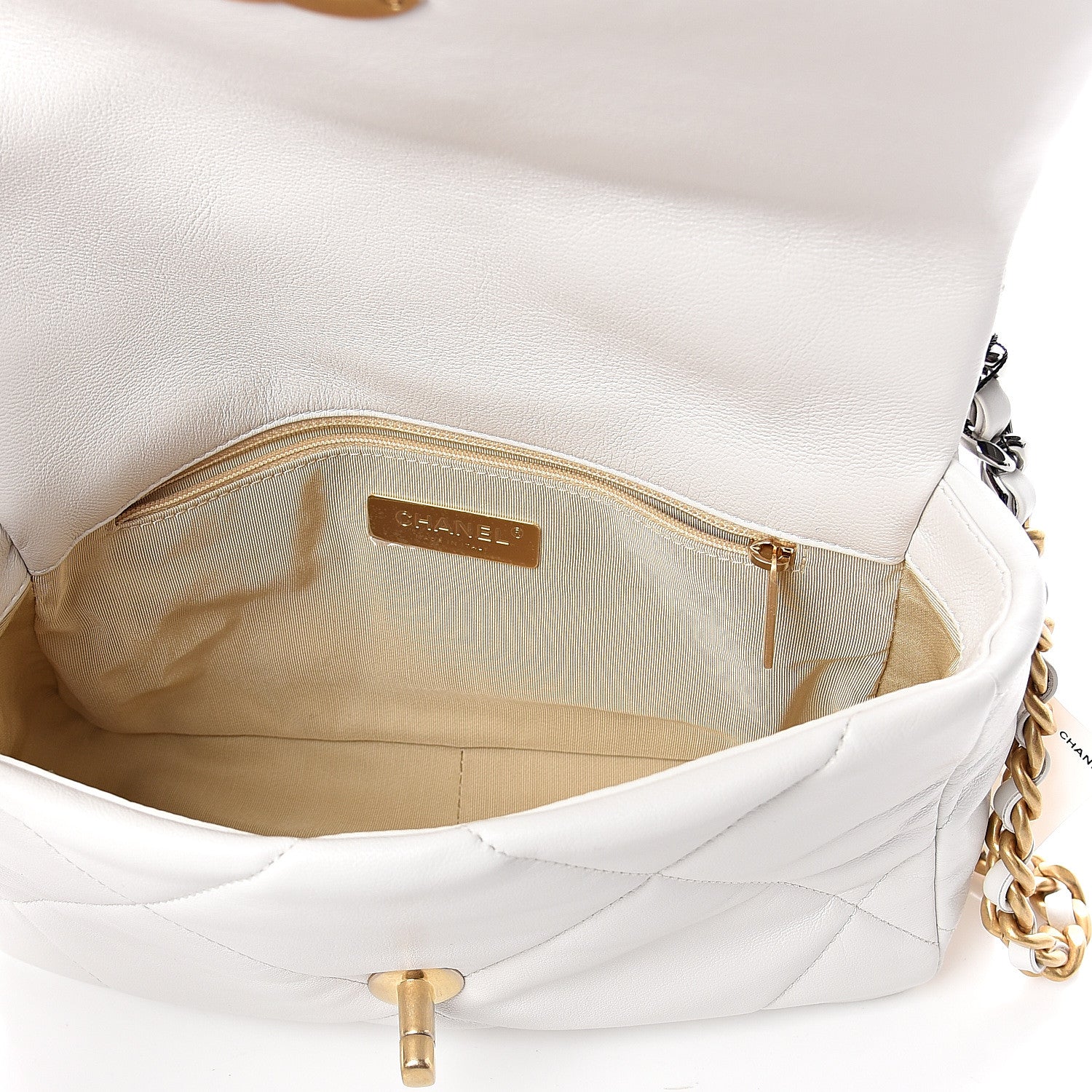 Chanel Goatskin Quilted Medium 19 Flap White 4 of 8