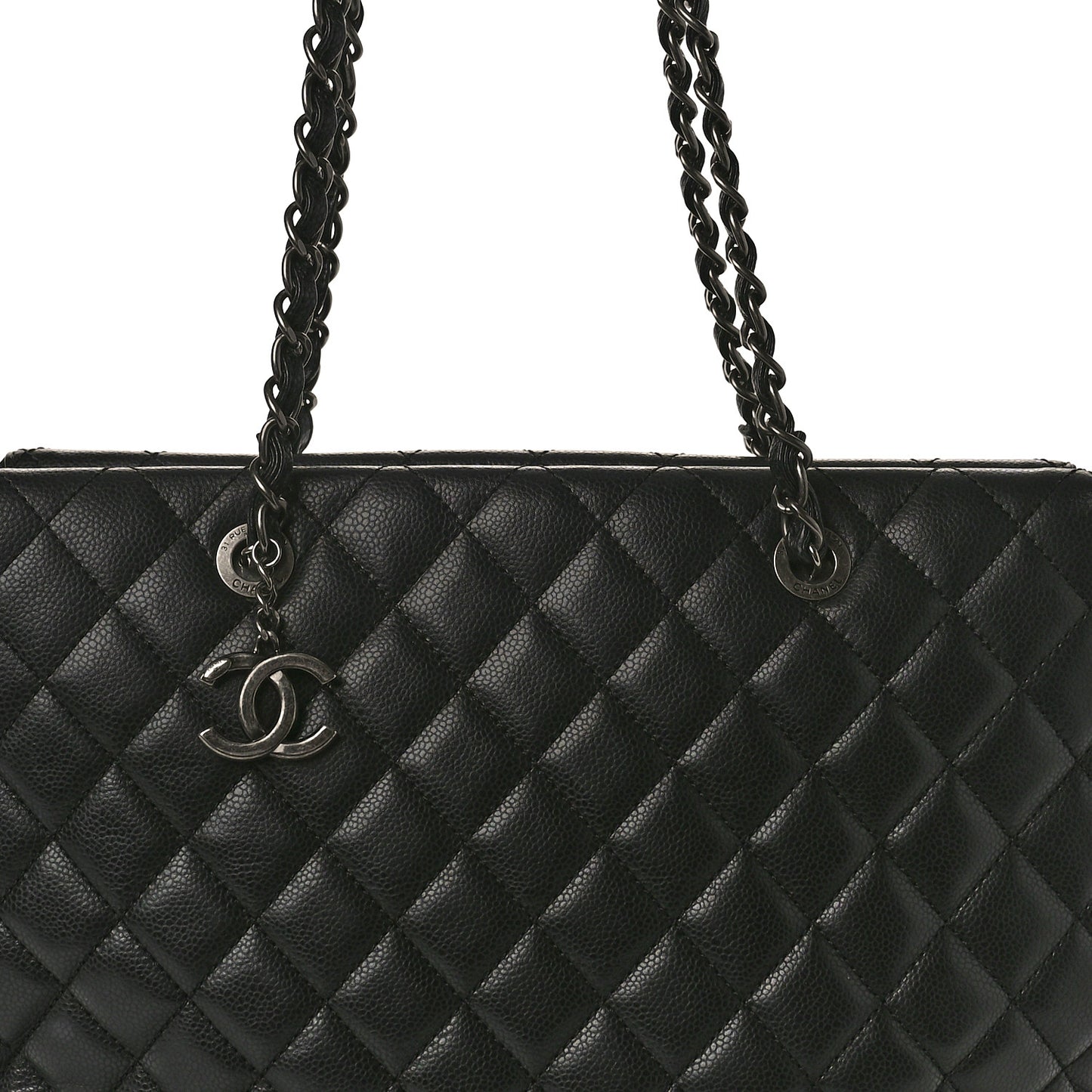 Caviar Quilted City Shopping Tote Black