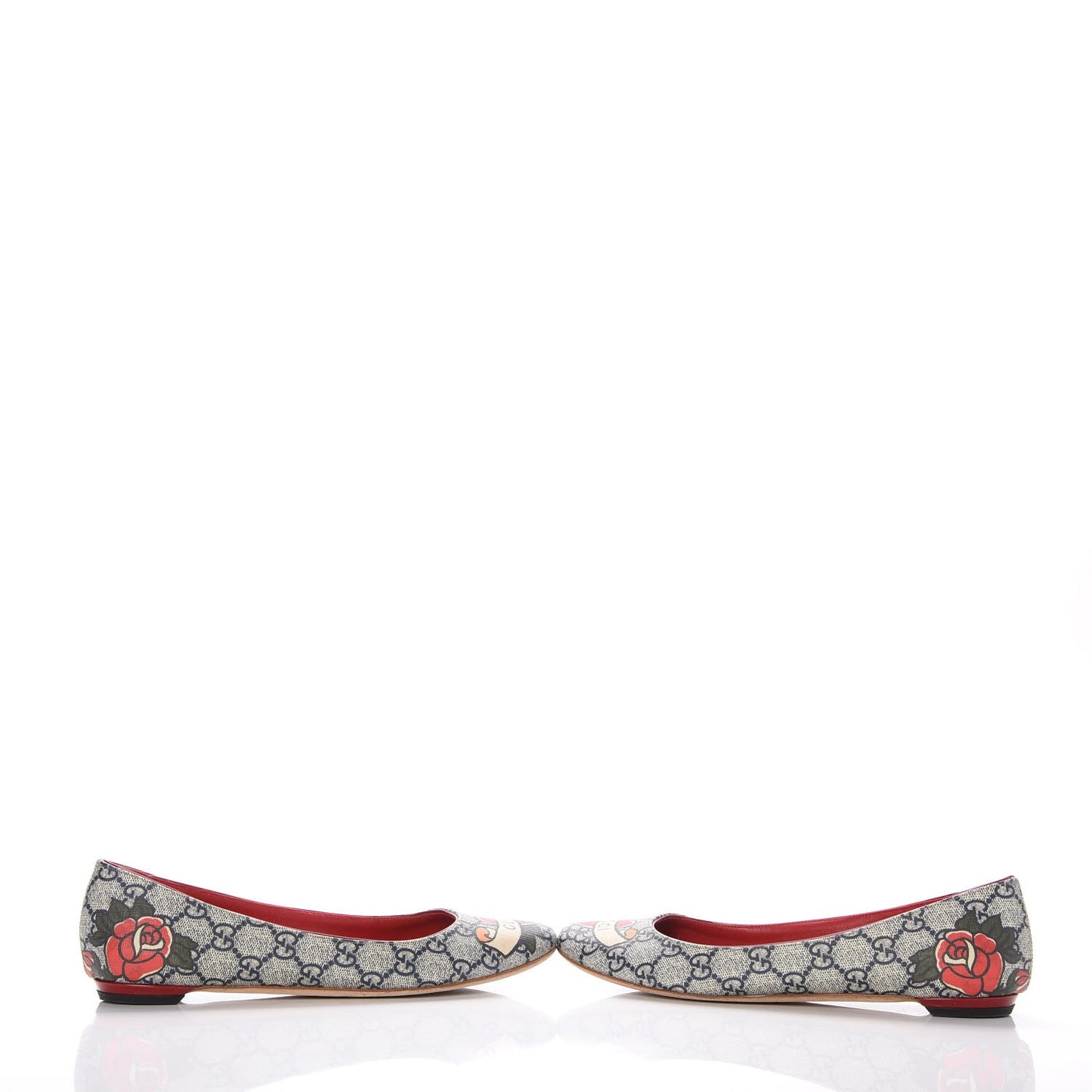 GG Supreme Monogram Heart Tattoo Ballet Flats 38