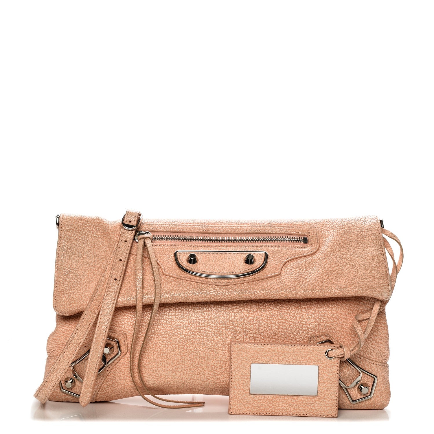 Balenciaga Chevre Silver Metallic Edge Hardware Envelope Clutch Rose Corail 1 of 7