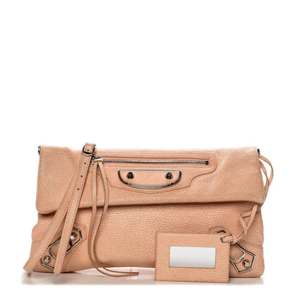 Balenciaga Chevre Silver Metallic Edge Hardware Envelope Clutch Rose Corail 1 of 7