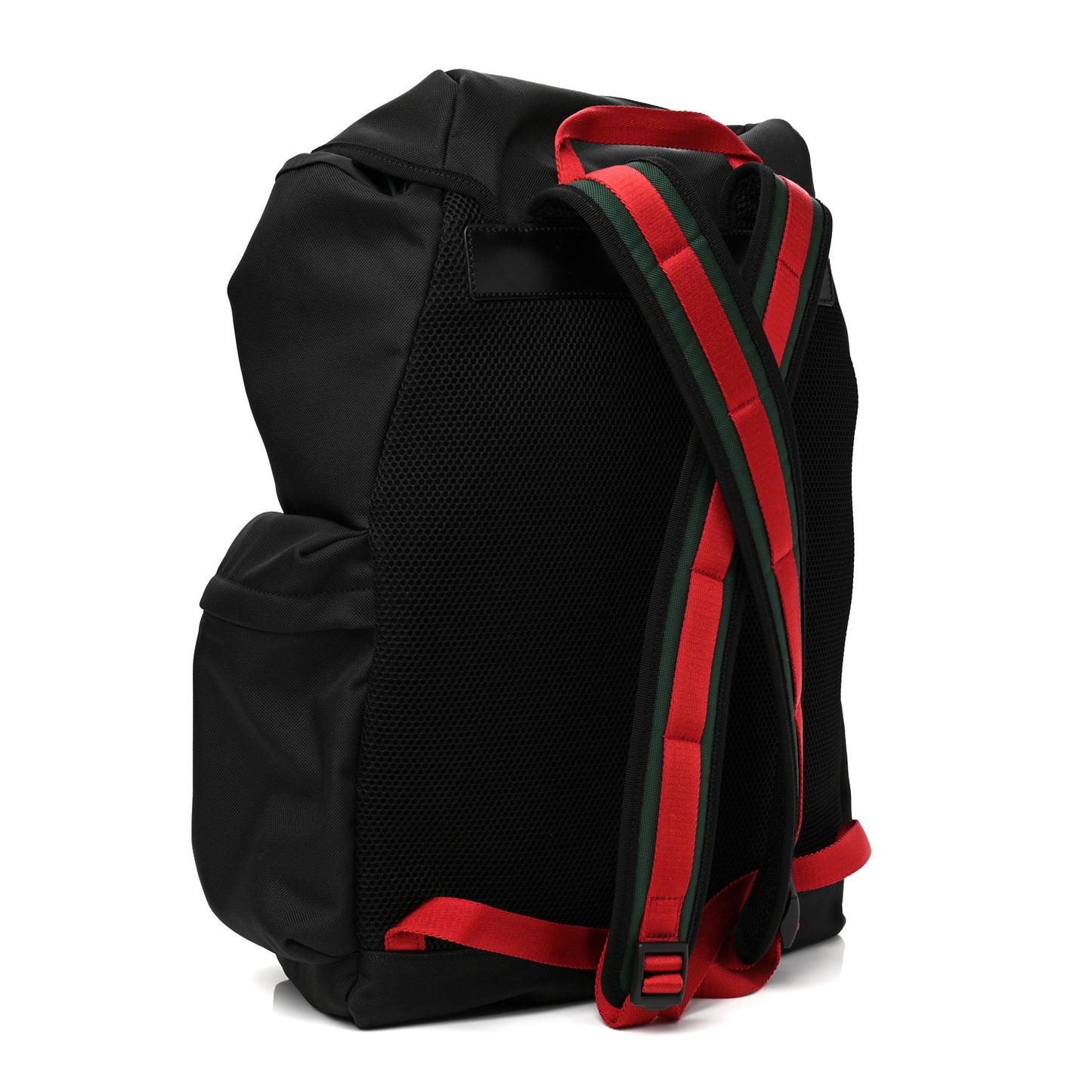 Techno Canvas Web Double Buckle Backpack Black