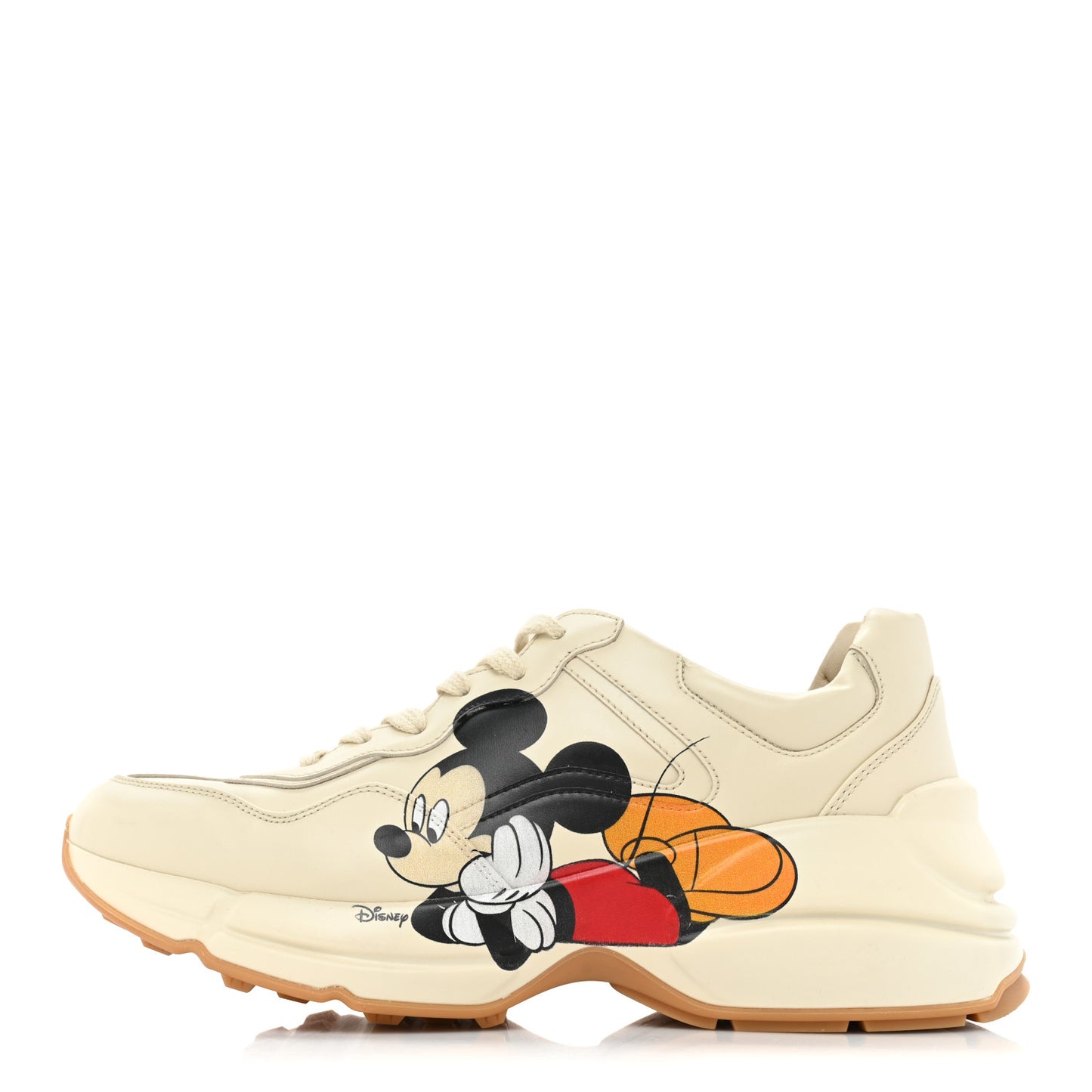 X DISNEY Calfskin Mickey Mouse Womens Rhyton Sneakers 38.5 Ivory