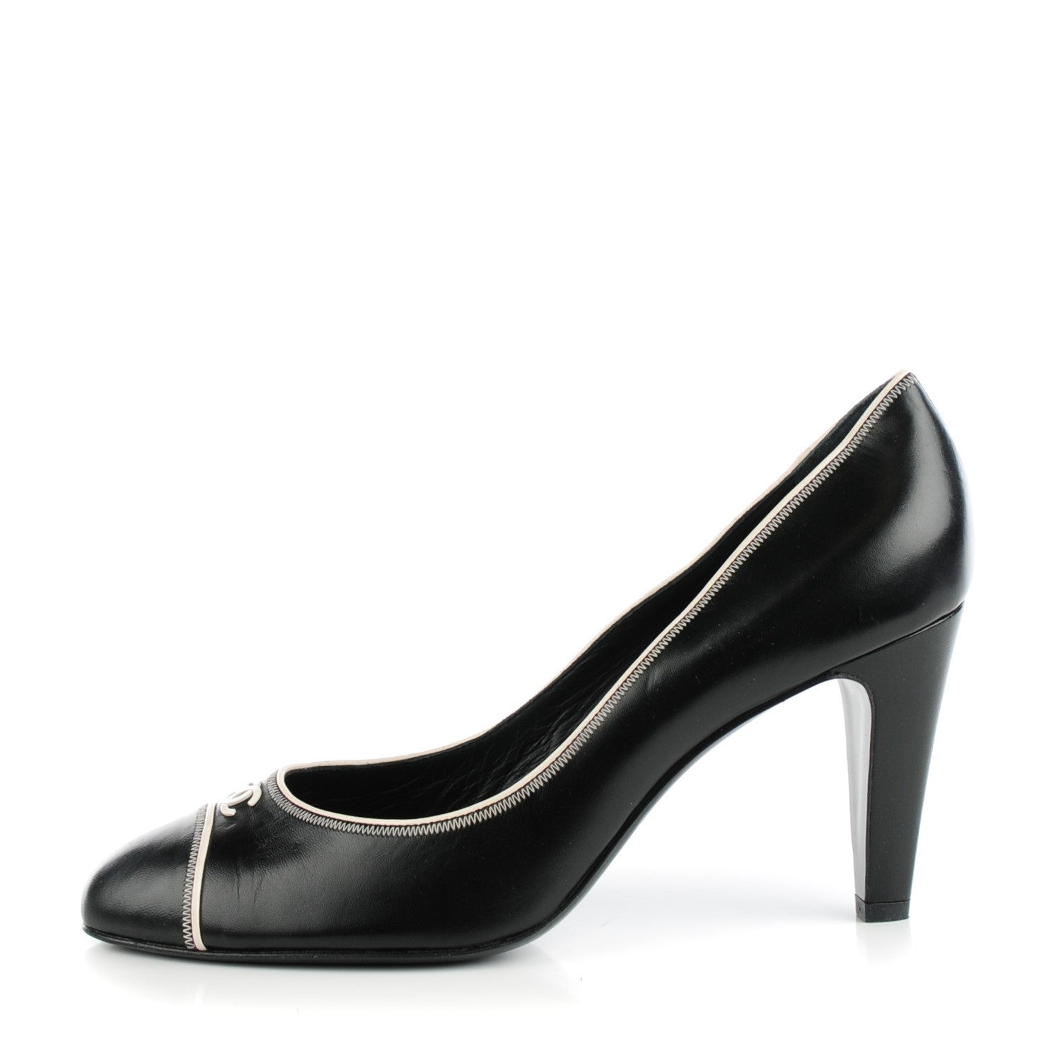 Chanel Lambskin CC Cap Toe Pumps 42 Black White 1 of 10