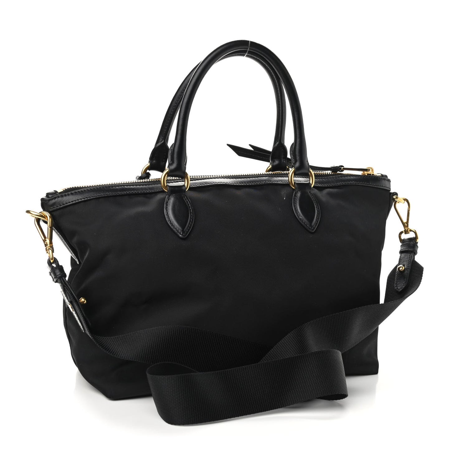Tessuto Nylon Soft Calf Shopping Tote Black