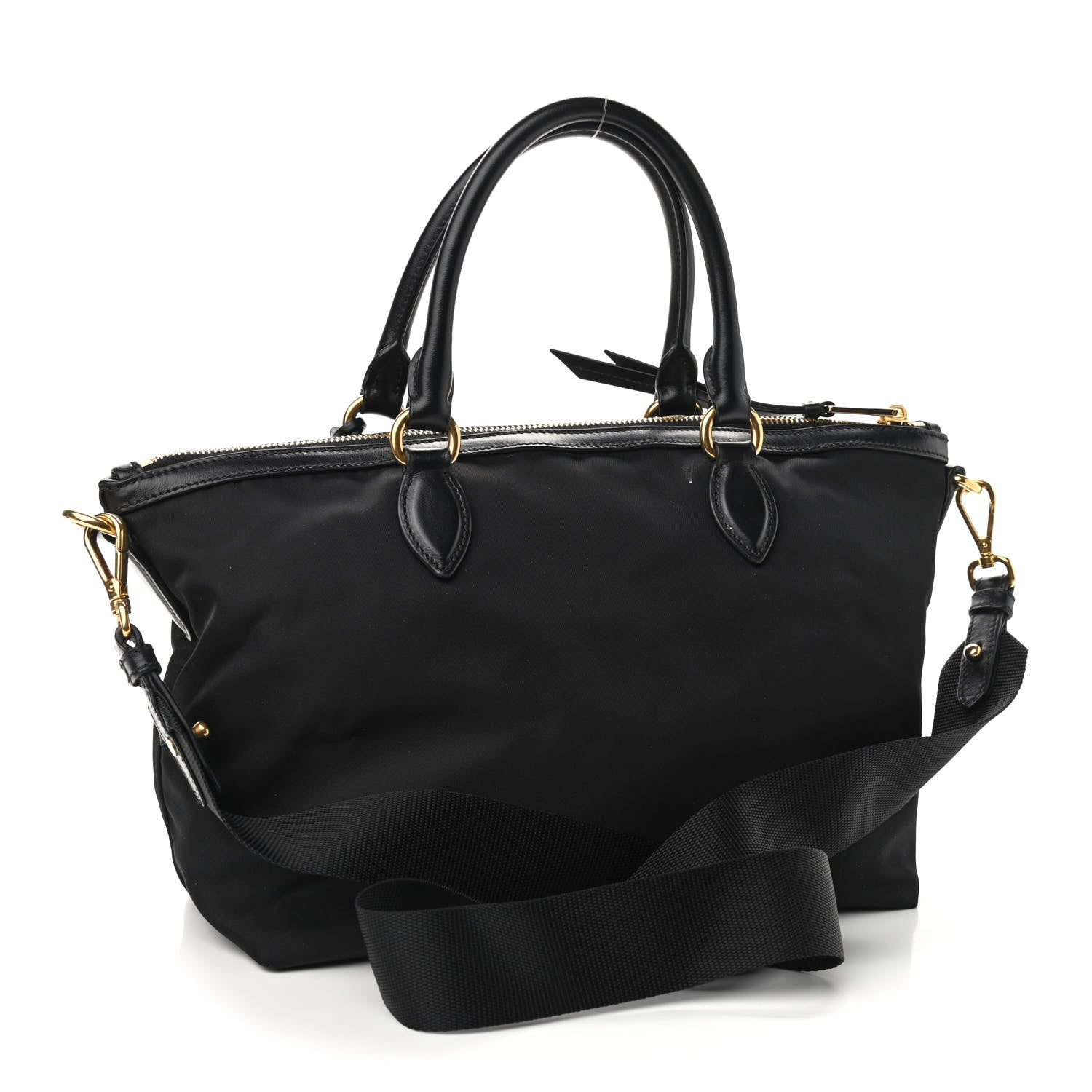 Prada Tessuto Nylon Soft Calf Shopping Tote Black 3 of 10