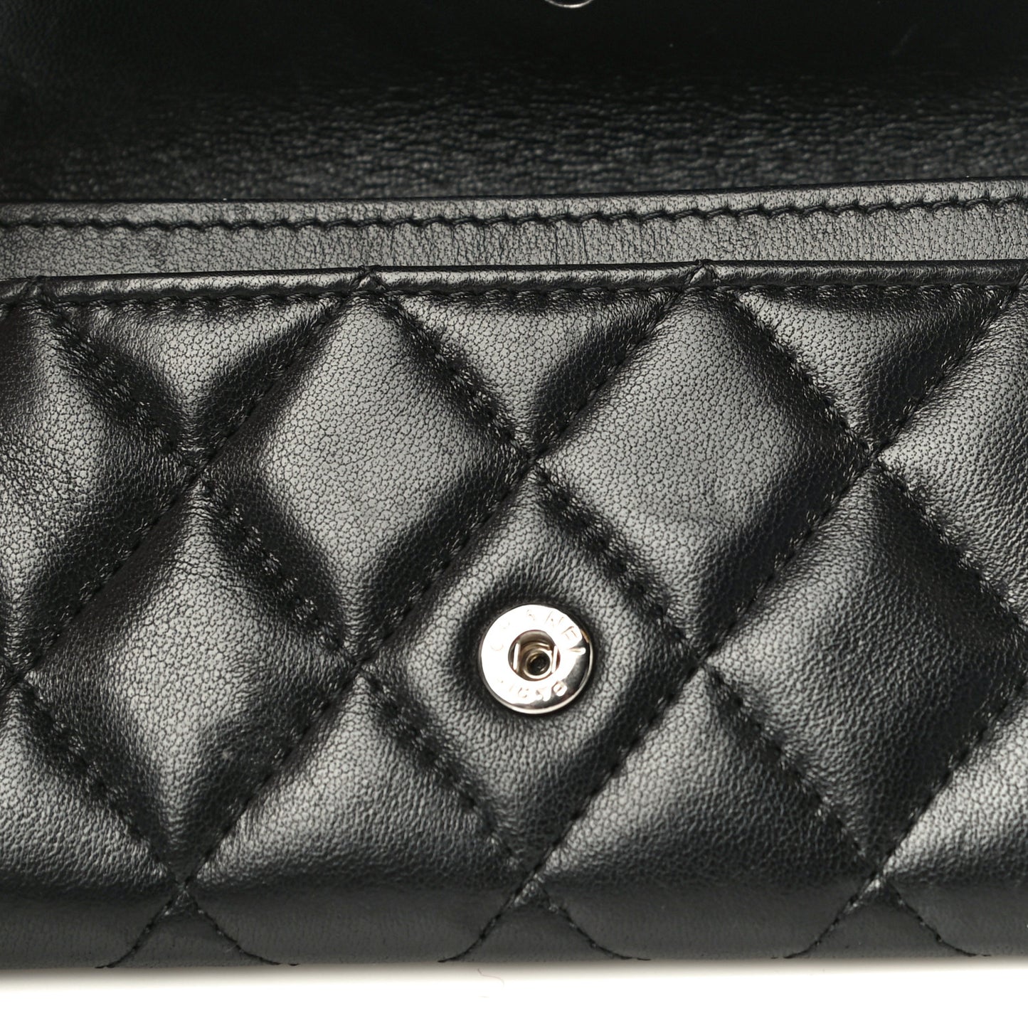 Lambskin Quilted Flap Card Holder Wallet Black