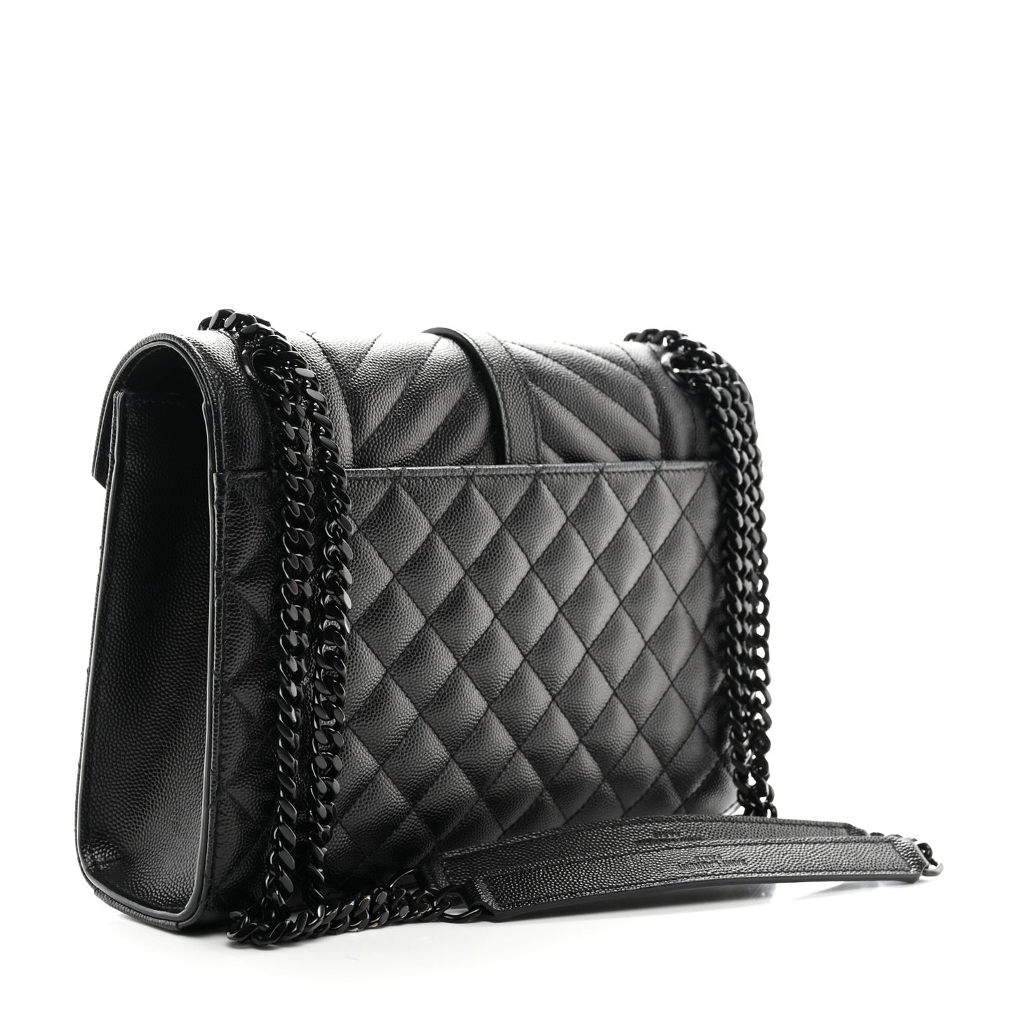 Grain De Poudre Textured Mixed Matelasse Triquilt Medium Monogram Monochrome Satchel Black