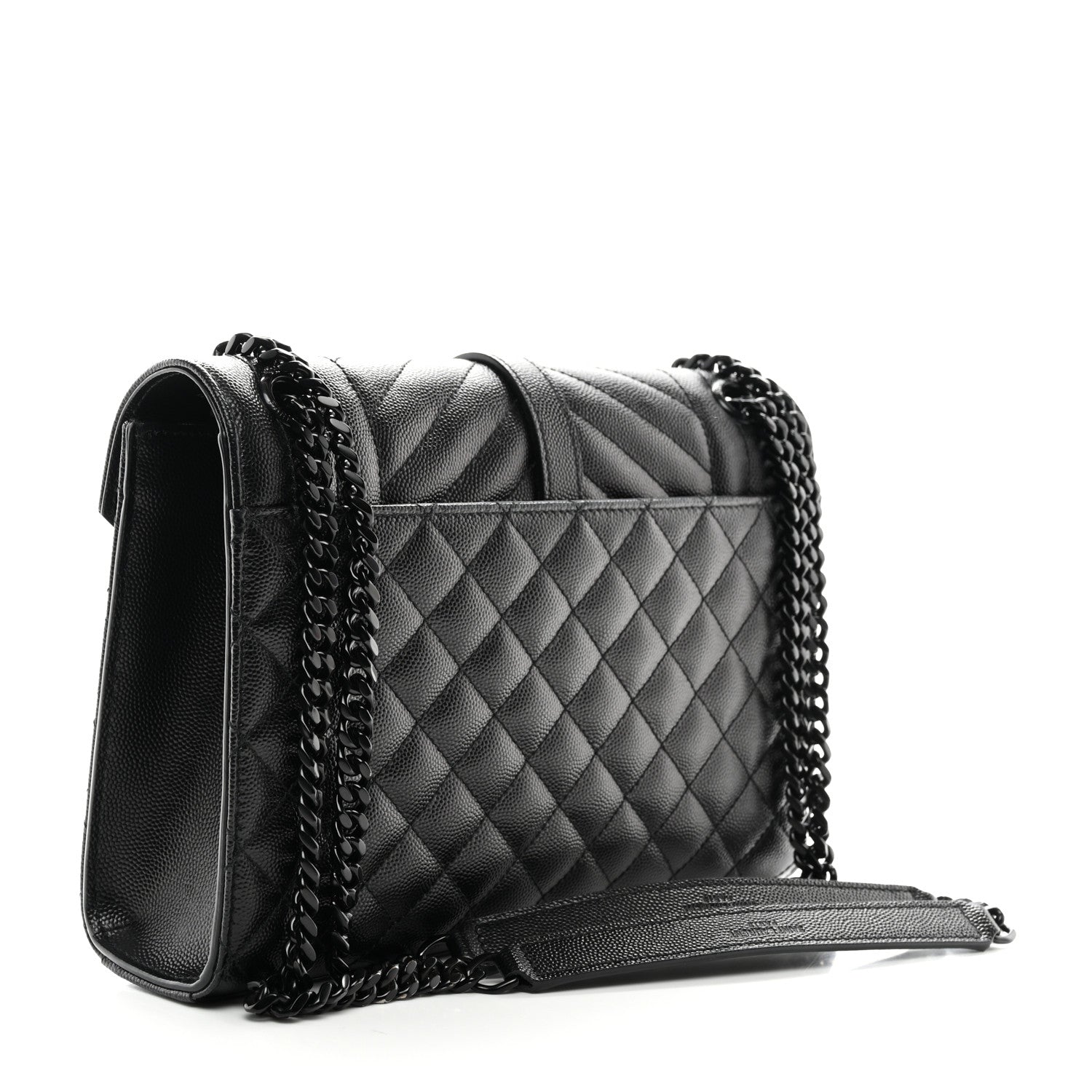 Saint Laurent Grain De Poudre Textured Mixed Matelasse Triquilt Medium Monogram Monochrome Satchel Black 3 of 11
