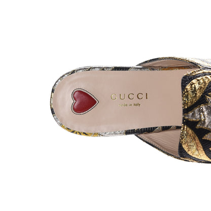 Gucci Jacquard Floral Womens Princetown Slippers 38 Oro Black 7 of 10