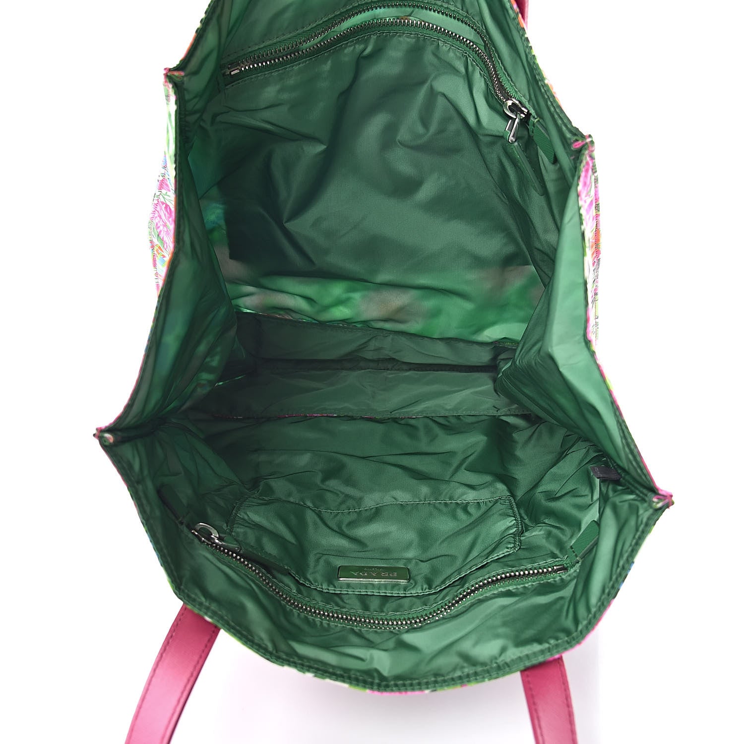 Prada Tessuto Nylon Floral Print Tote Pink 5 of 12