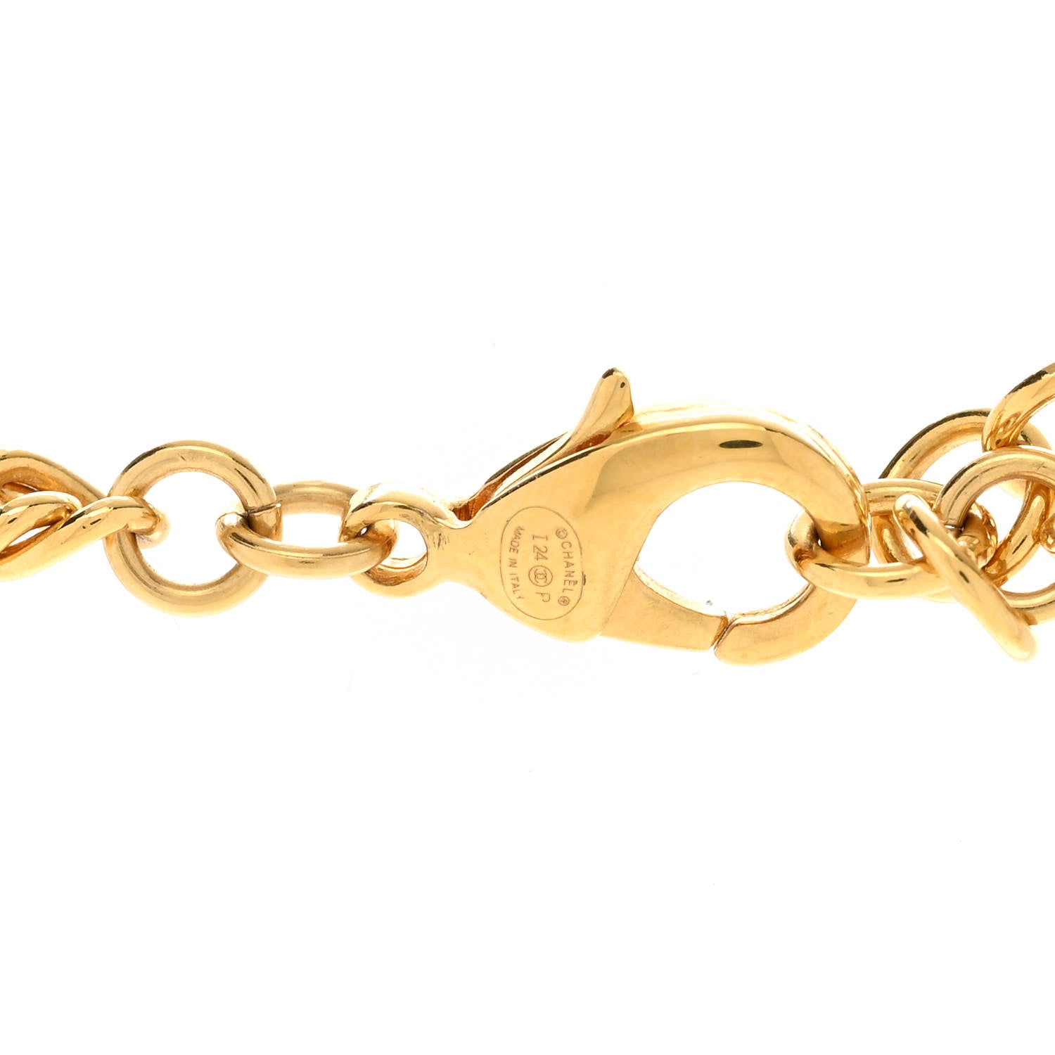 Chanel Metal Resin Chain CC No.5 Necklace Gold Blue 4 of 5