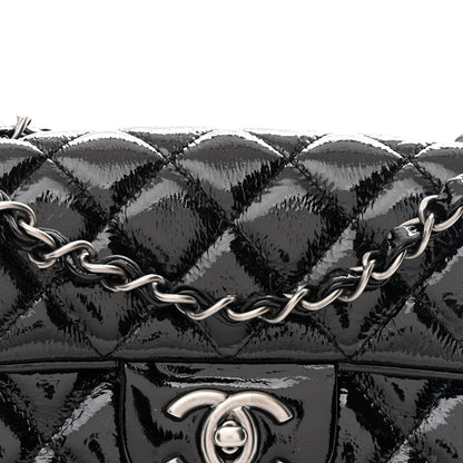 Chanel Crinkled Patent Quilted East West Flap Black 7 of 10
