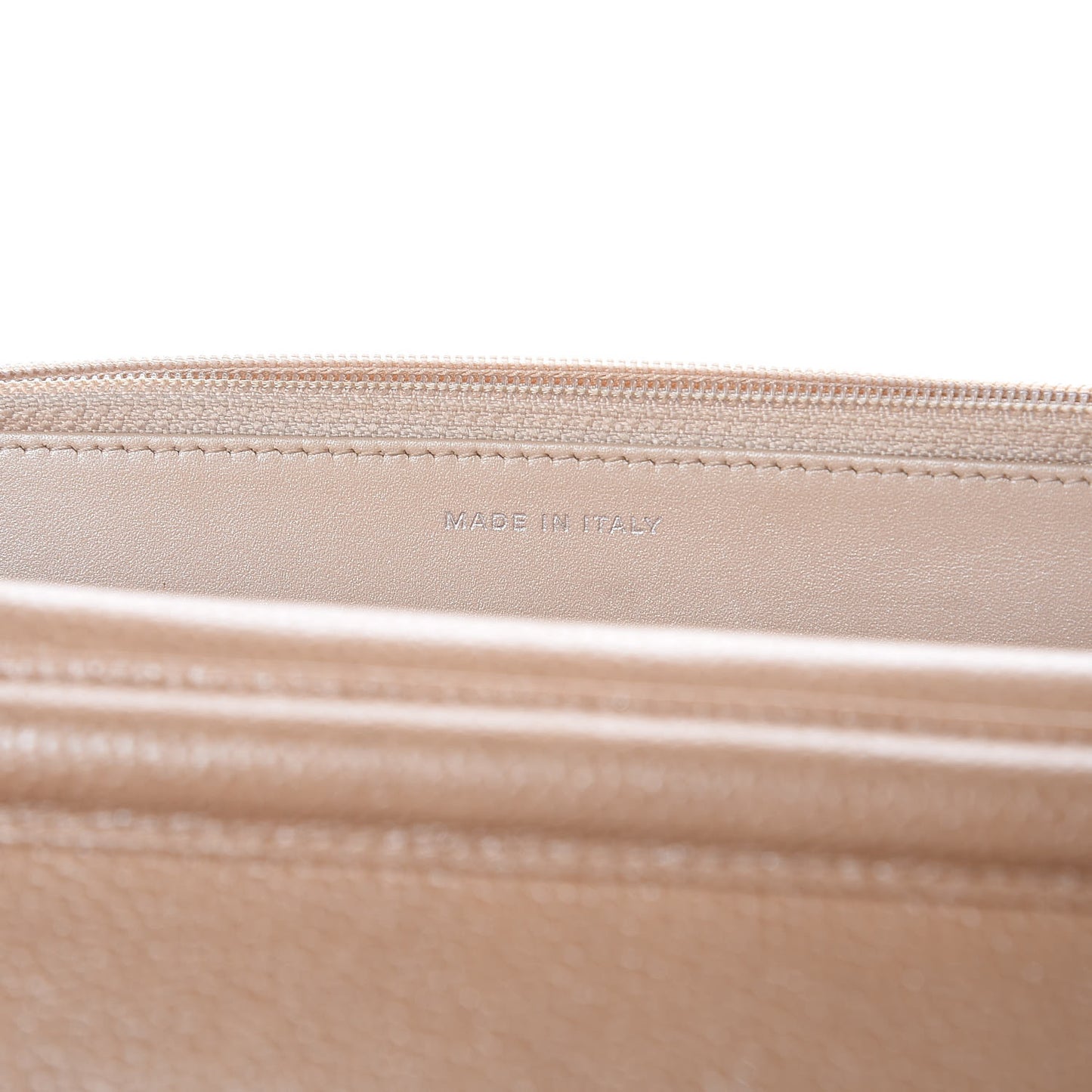 Metallic Caviar Quilted Wallet on Chain WOC Beige